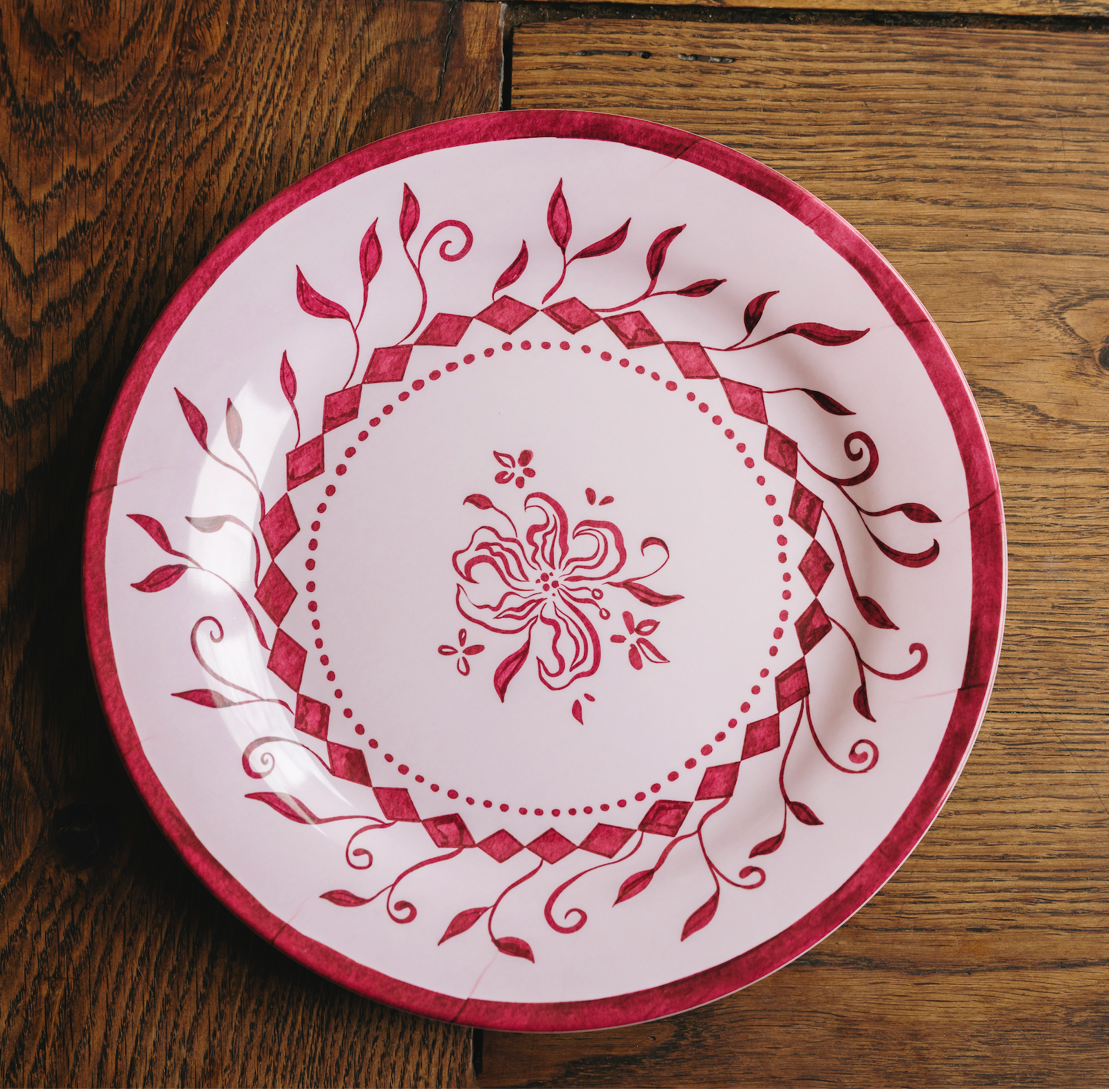 Botanical Melamine Plate, Blush - Set of 4