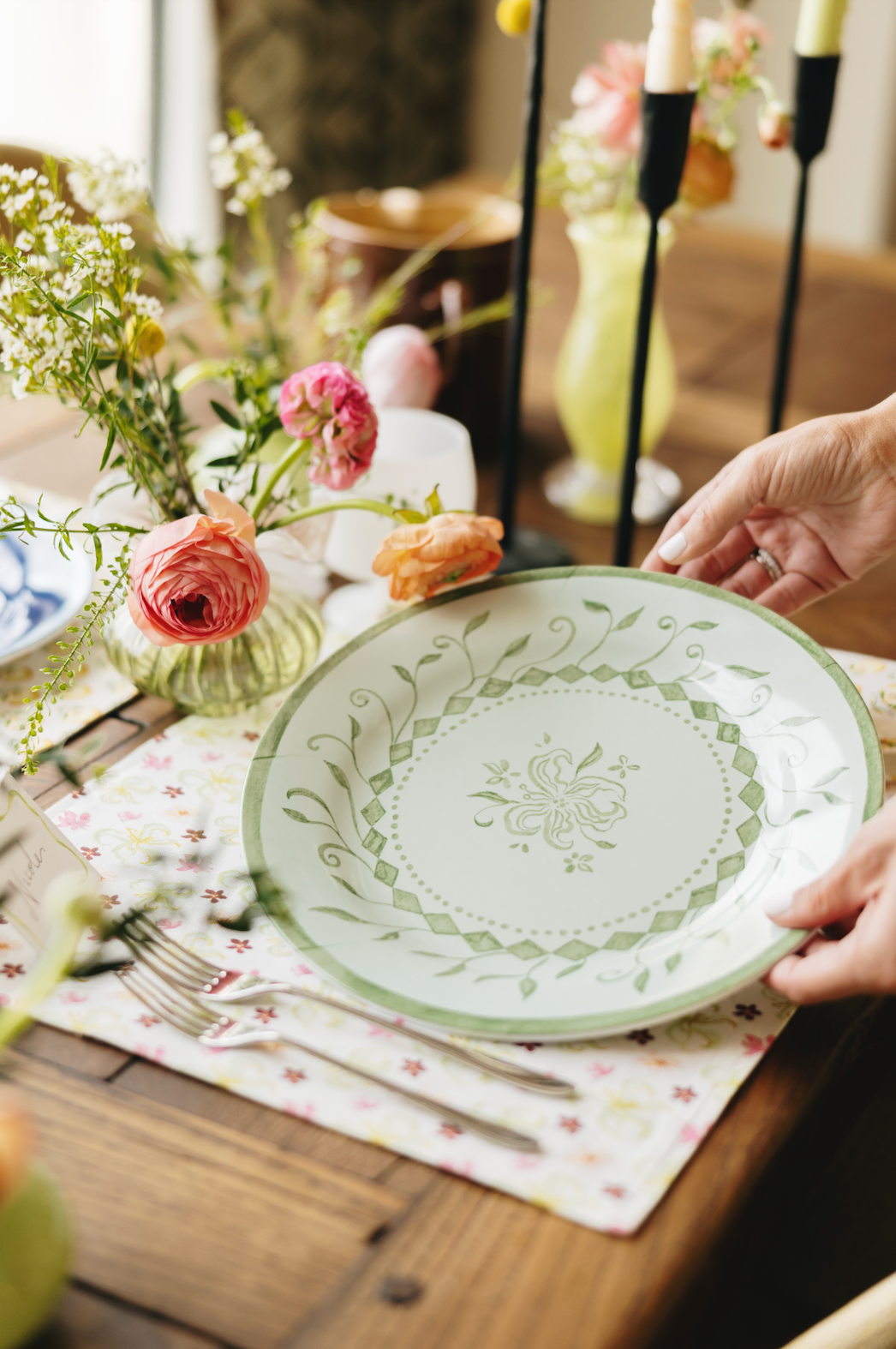 Botanical Melamine Plate, Sage - Set of 4