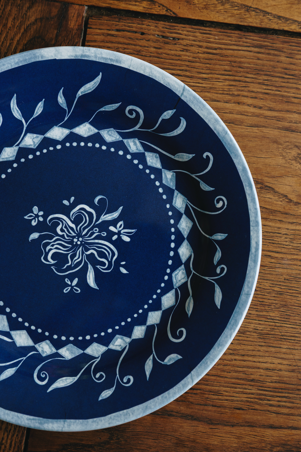 Botanical Melamine Plate, Midnight - Set of 4