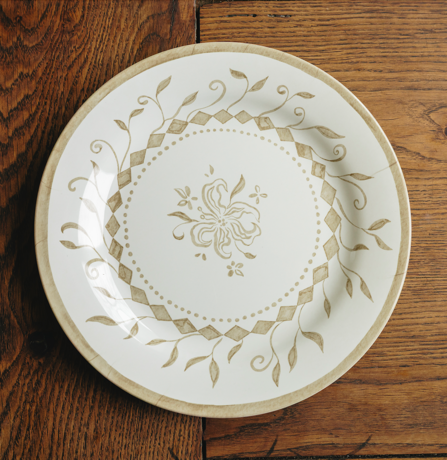 Botanical Melamine Plate, Linen - Set of 4