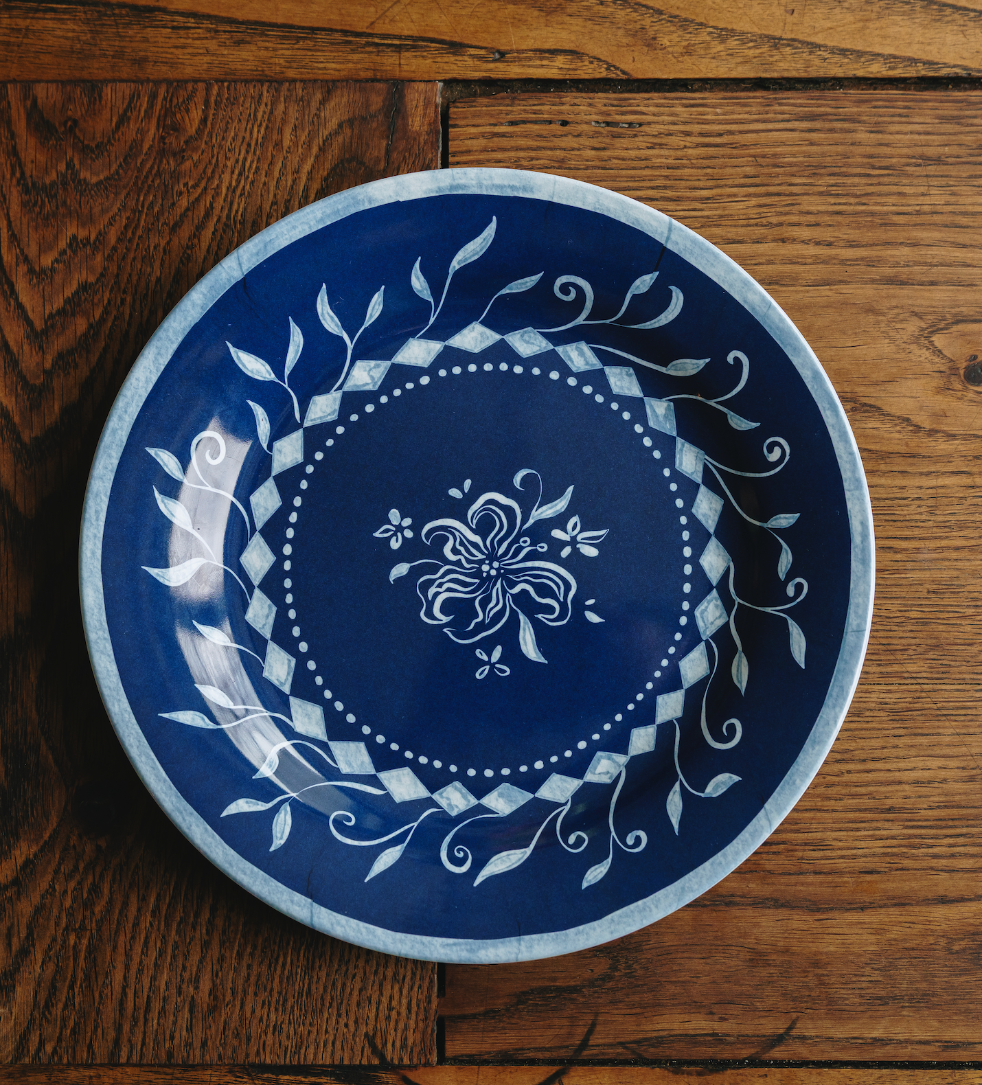 Botanical Melamine Plate, Midnight - Set of 4