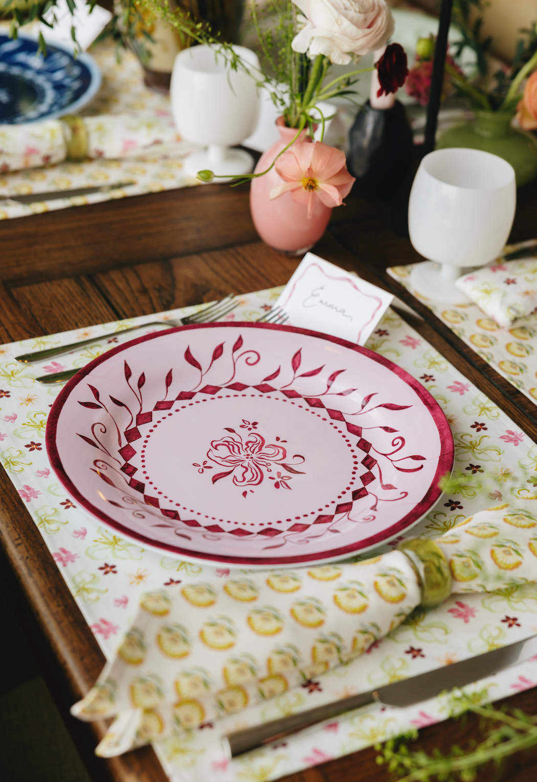 Botanical Melamine Plate, Blush - Set of 4